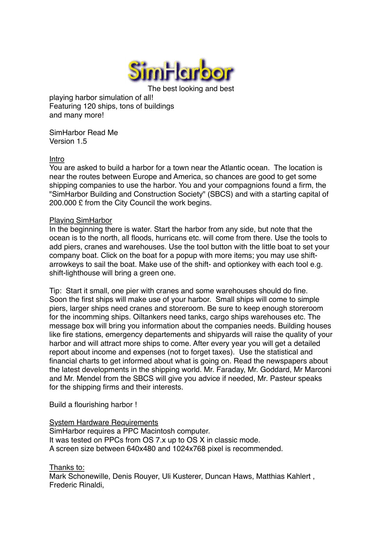 SimHarbor ReadMe