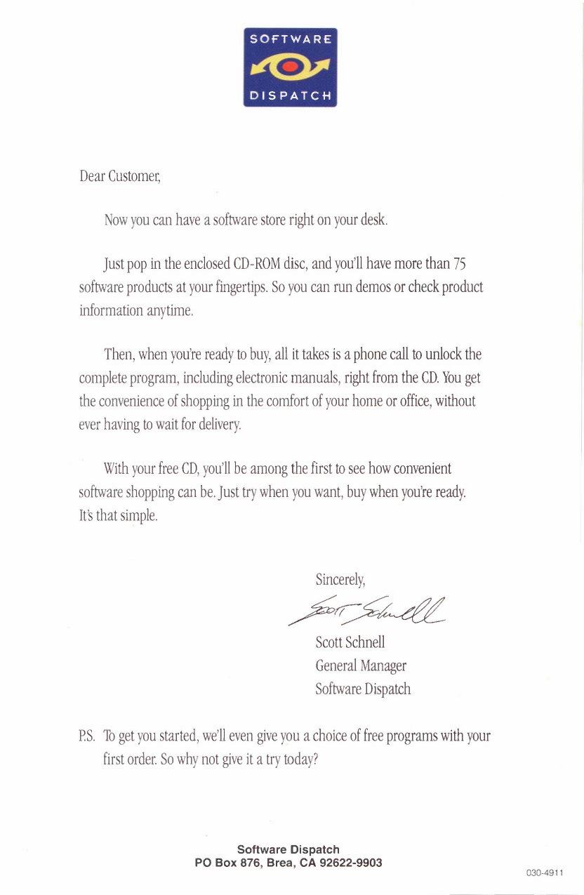 Software Dispatch Dear Customer