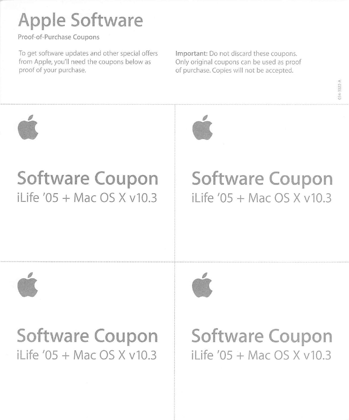 Software Proof of Purchase Coupons 034 3022 A ebook
