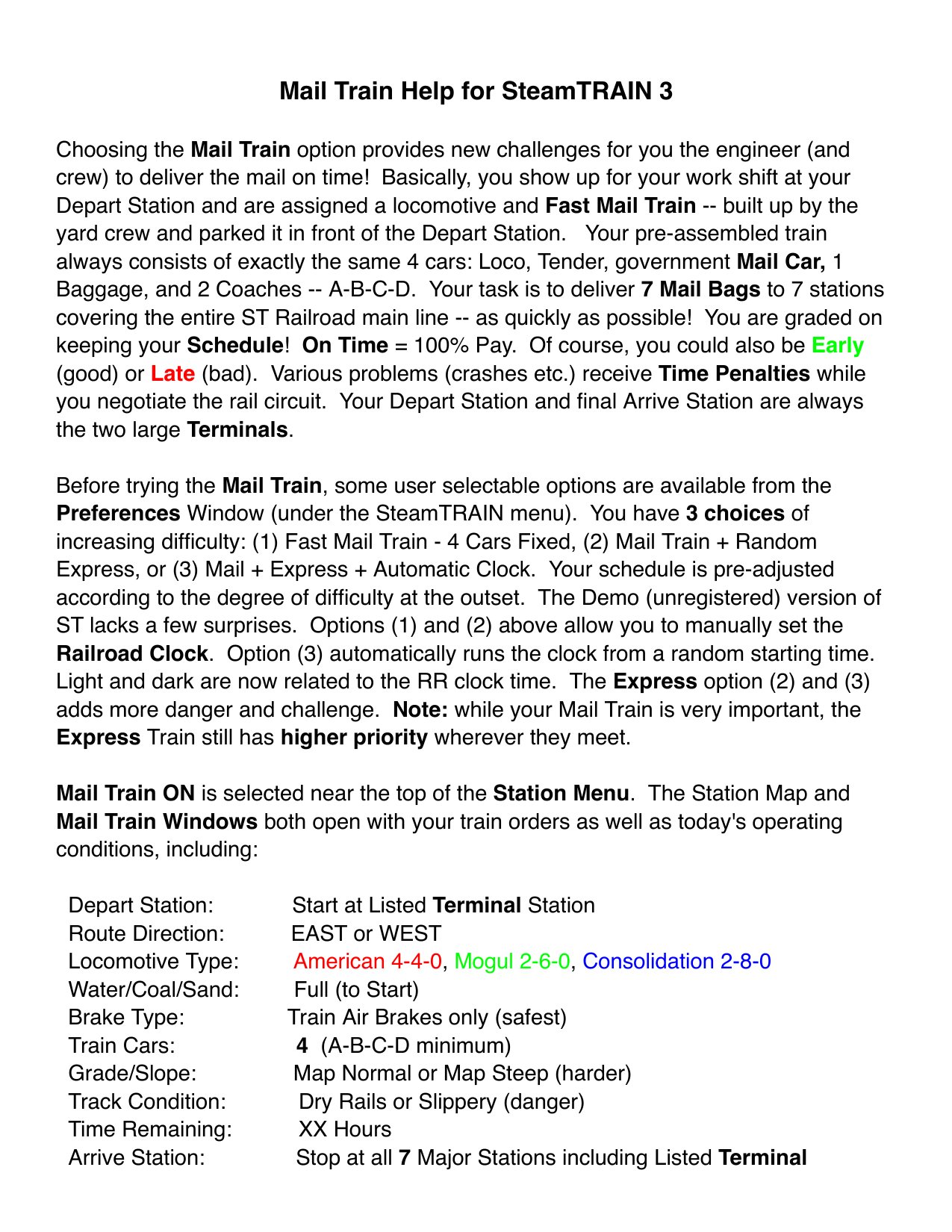 ST 3 Mail Train Help