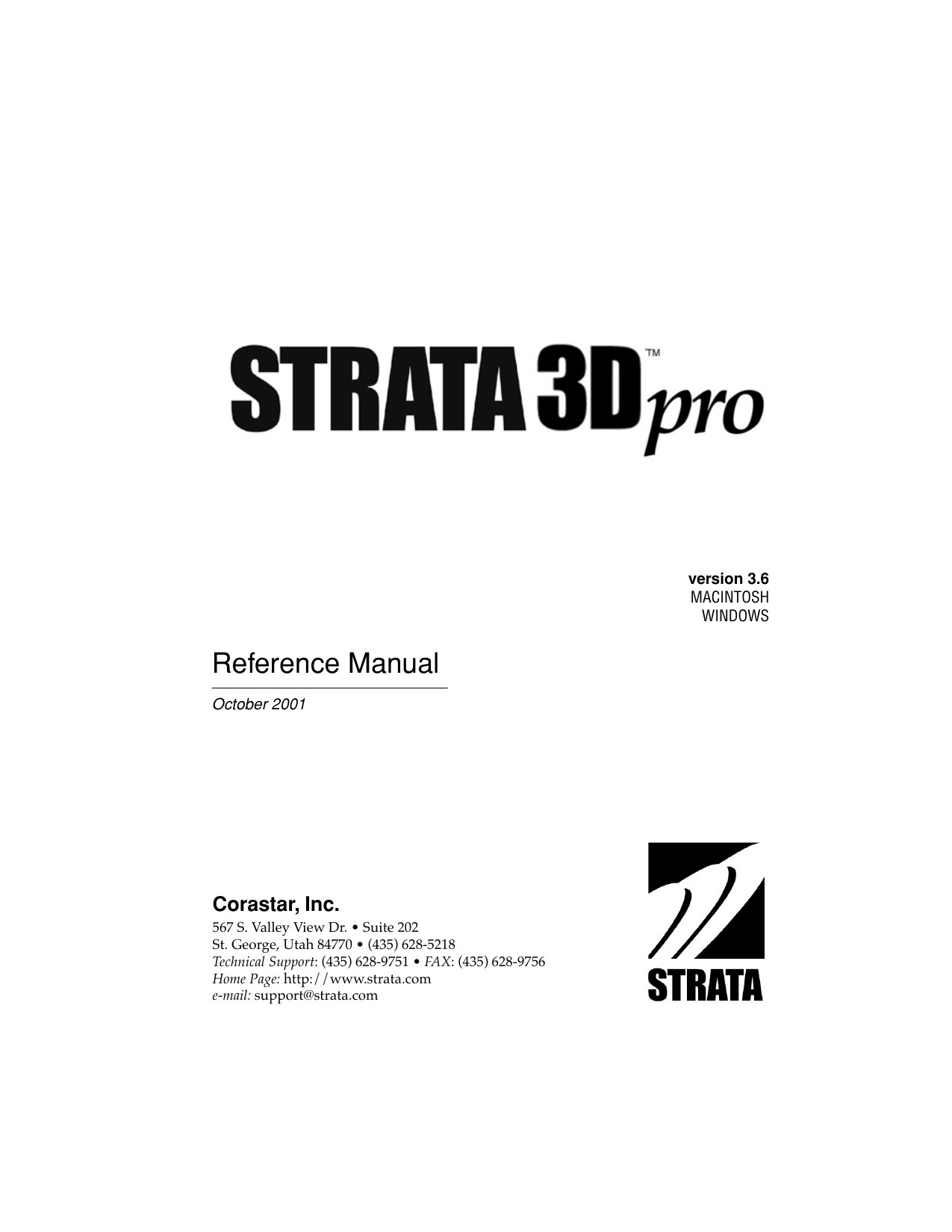 Strata 3Dpro 3.6 Reference Manual Oct 2001 1