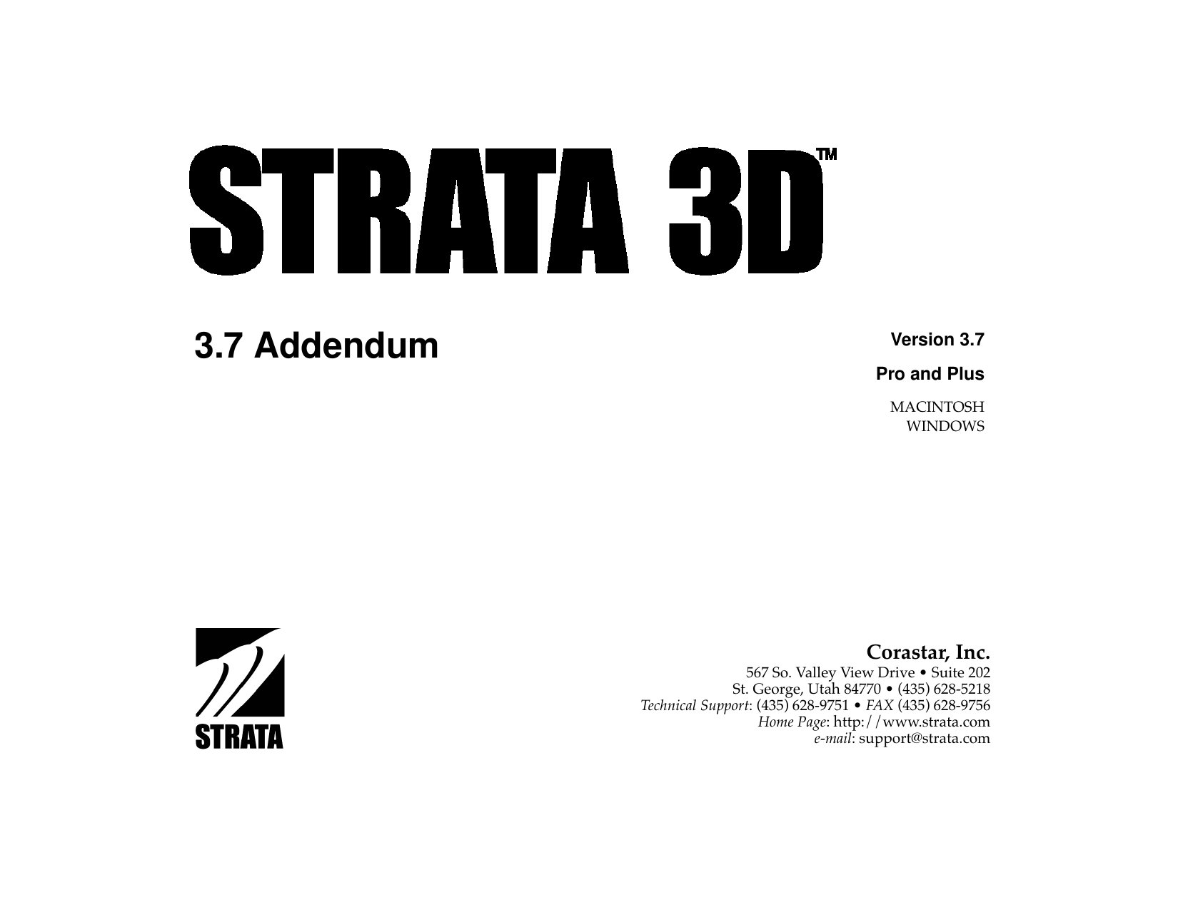 Strata 3Dpro 3.7 Addendum