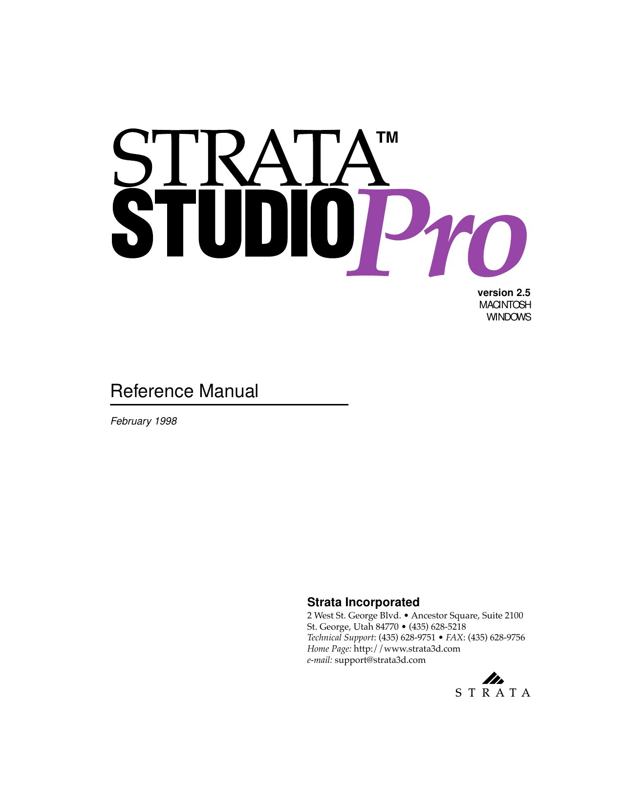 Strata Studio Pro 2.5 Reference Manual