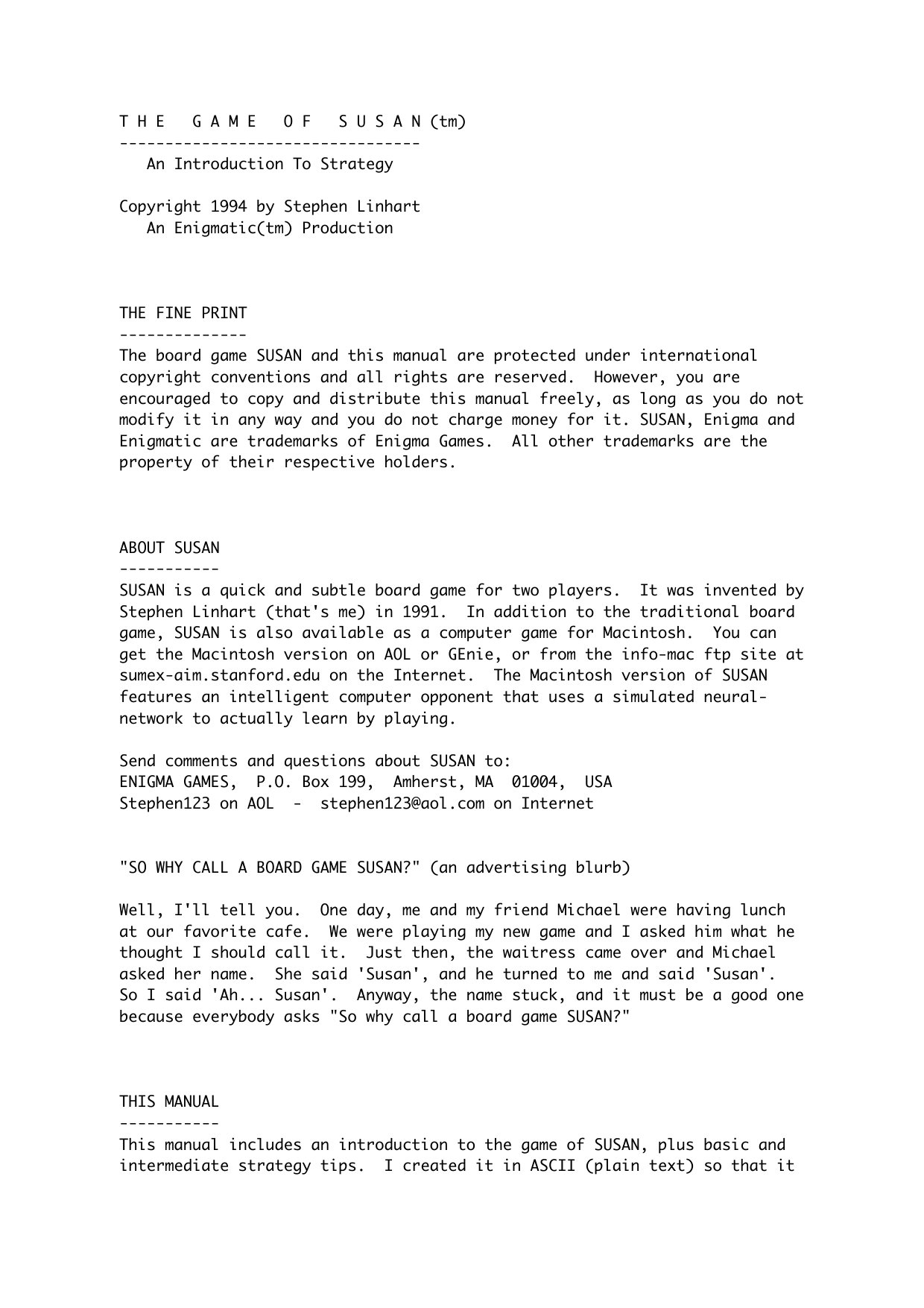 SUSAN Manual