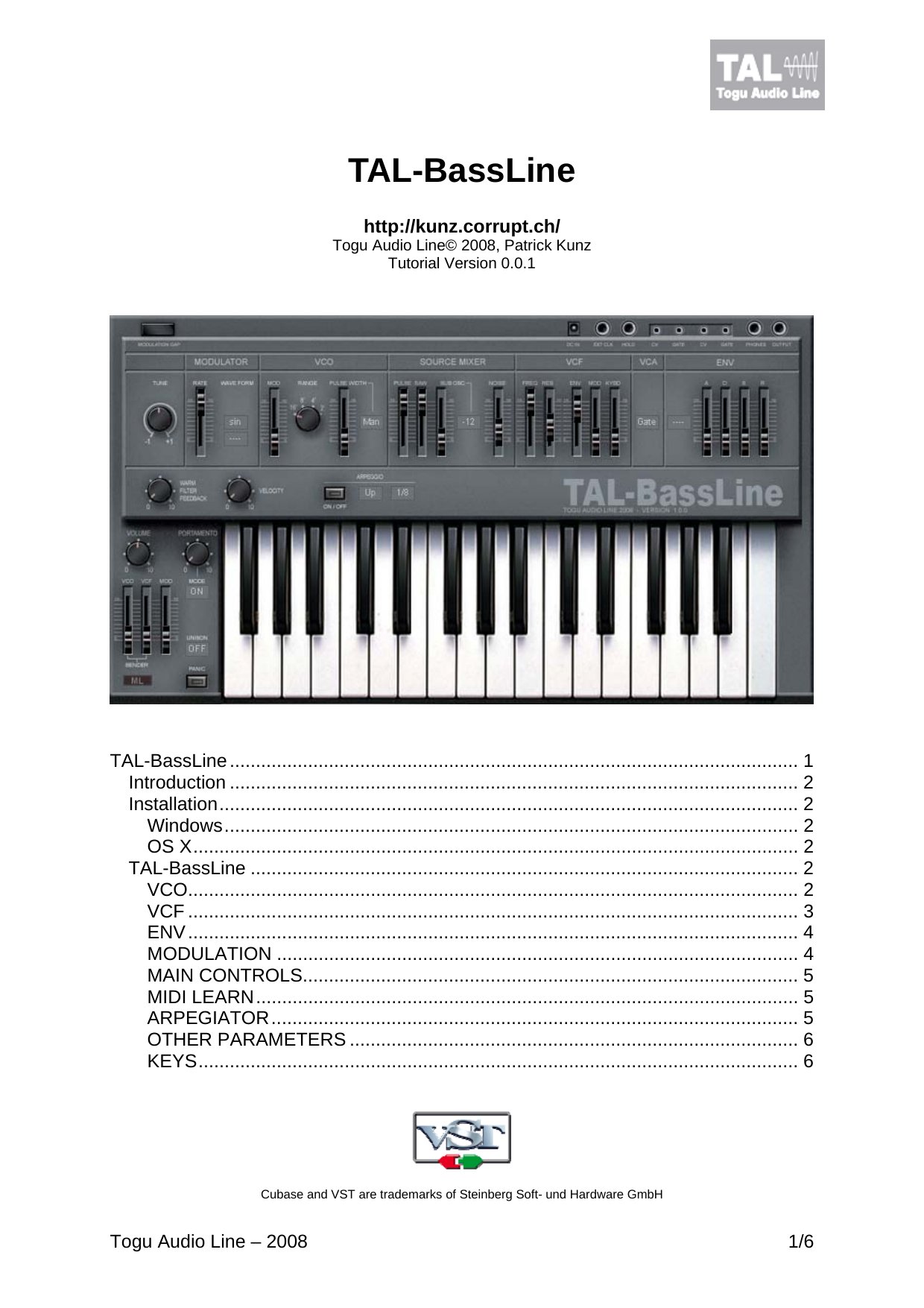 TAL BassLine UserManual
