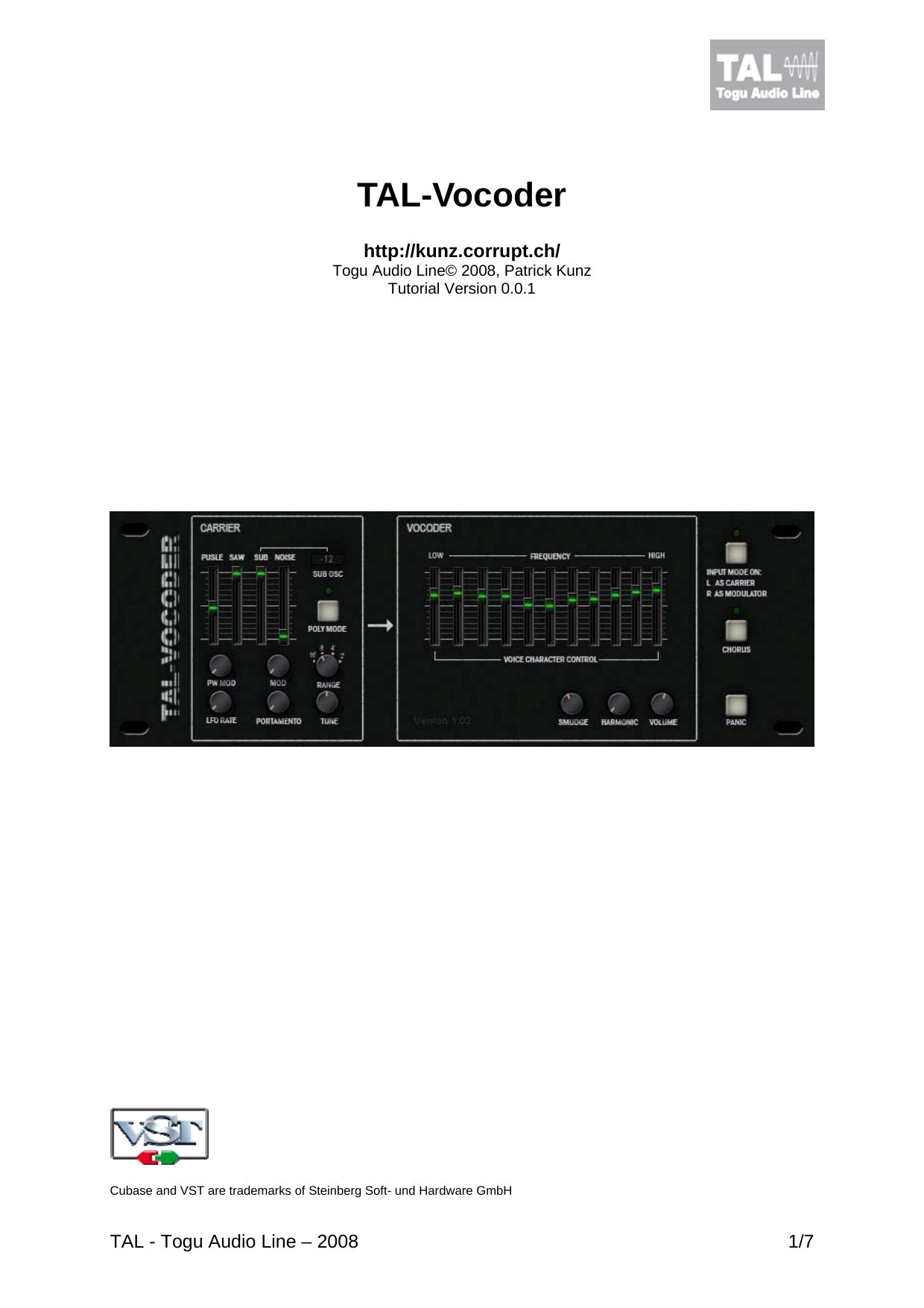 TAL Vocoder UserManual