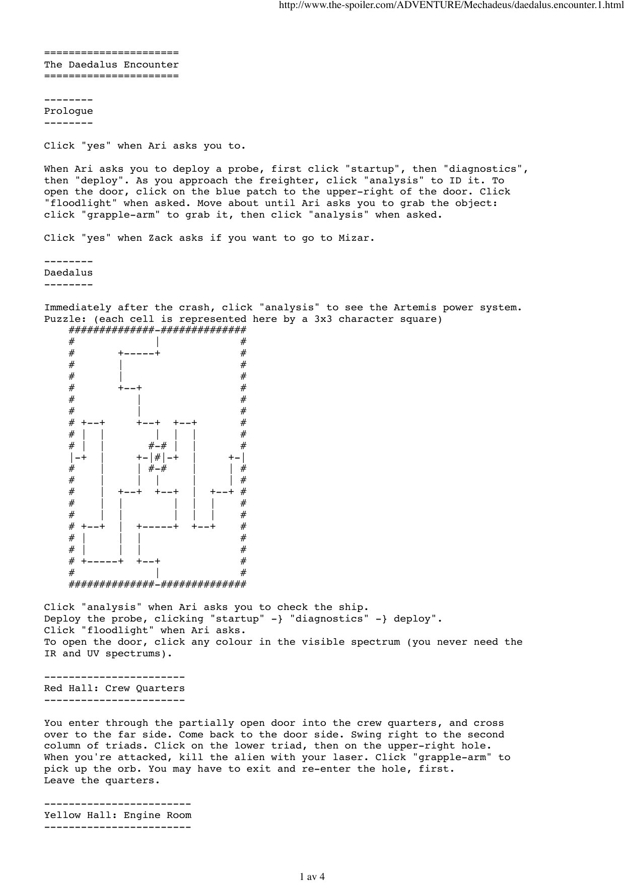 The Daedalus Encounter walkthrough solution