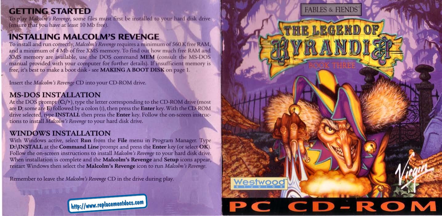 The Legend of Kyrandia 3 Malcolms Revenge Manual PC