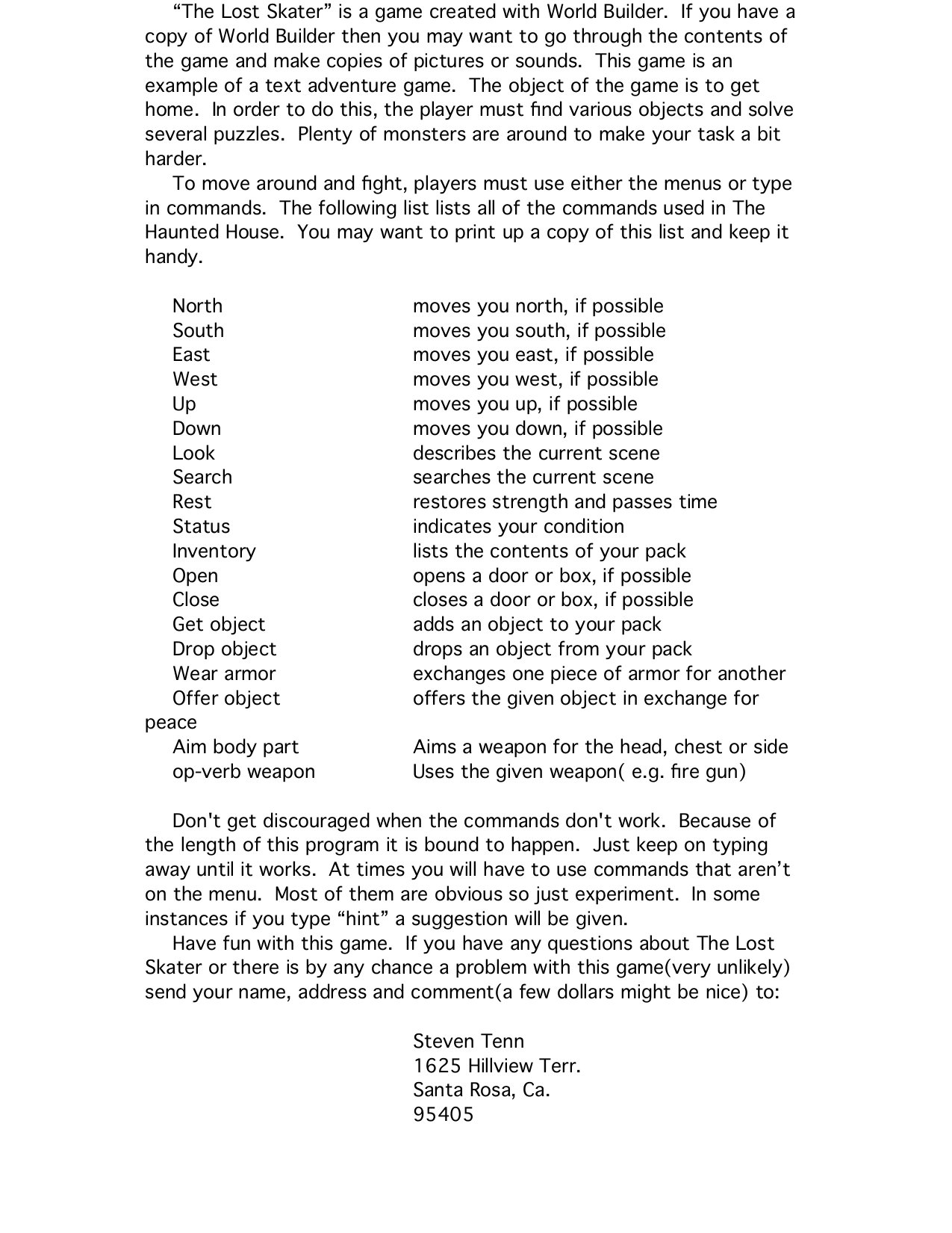 The Lost Skater info RTF