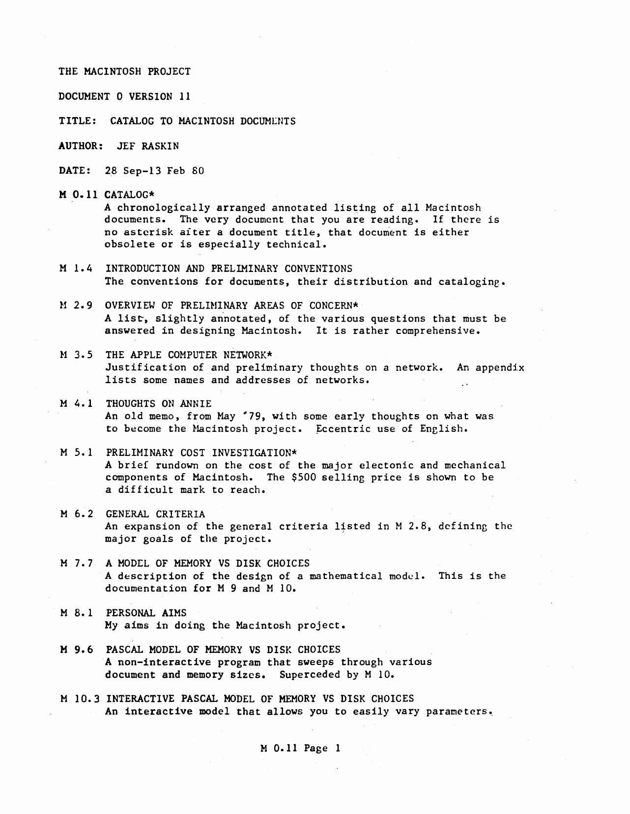 The Macintosh Project Selected Papers Feb80