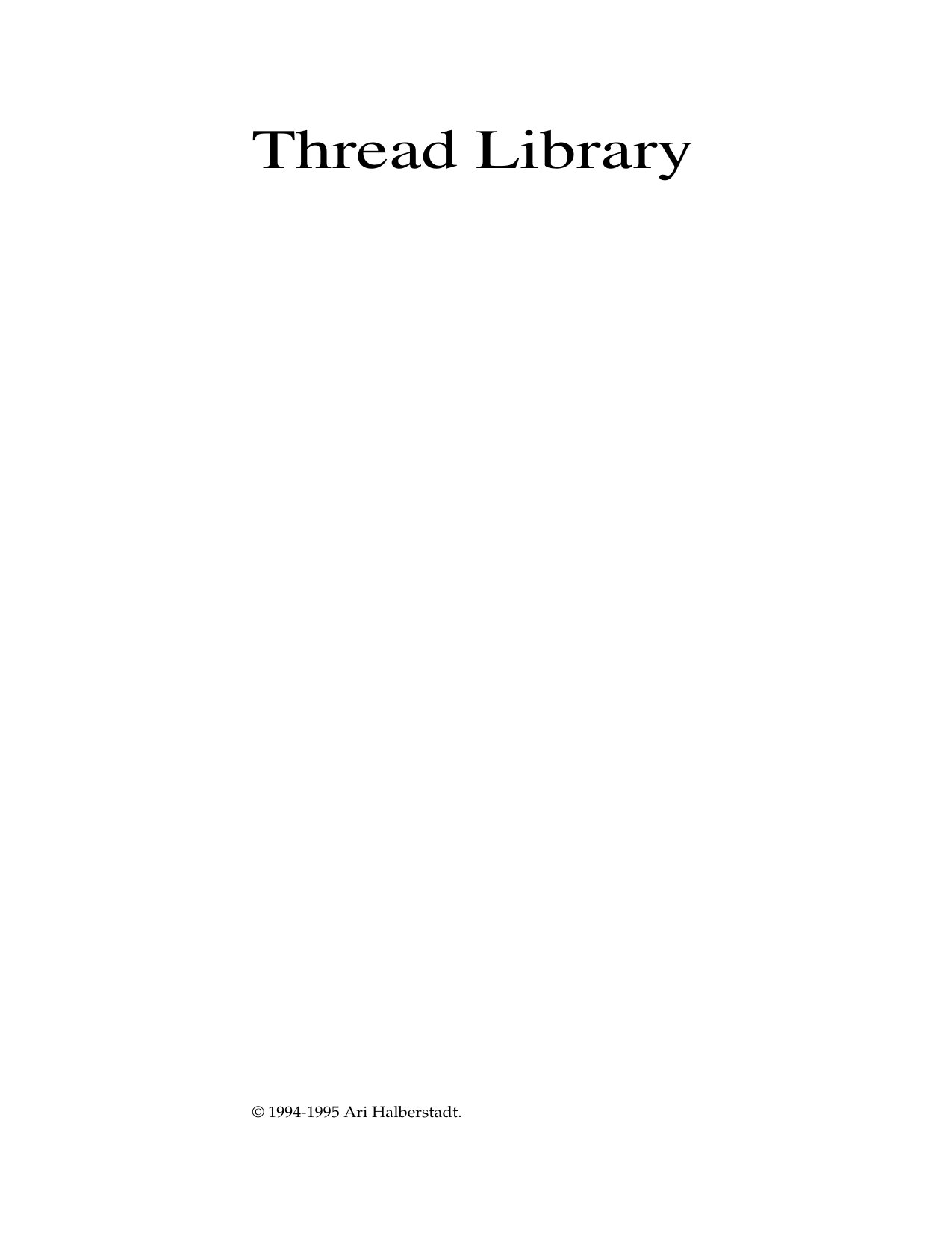 ThreadLib 1.0 Guide