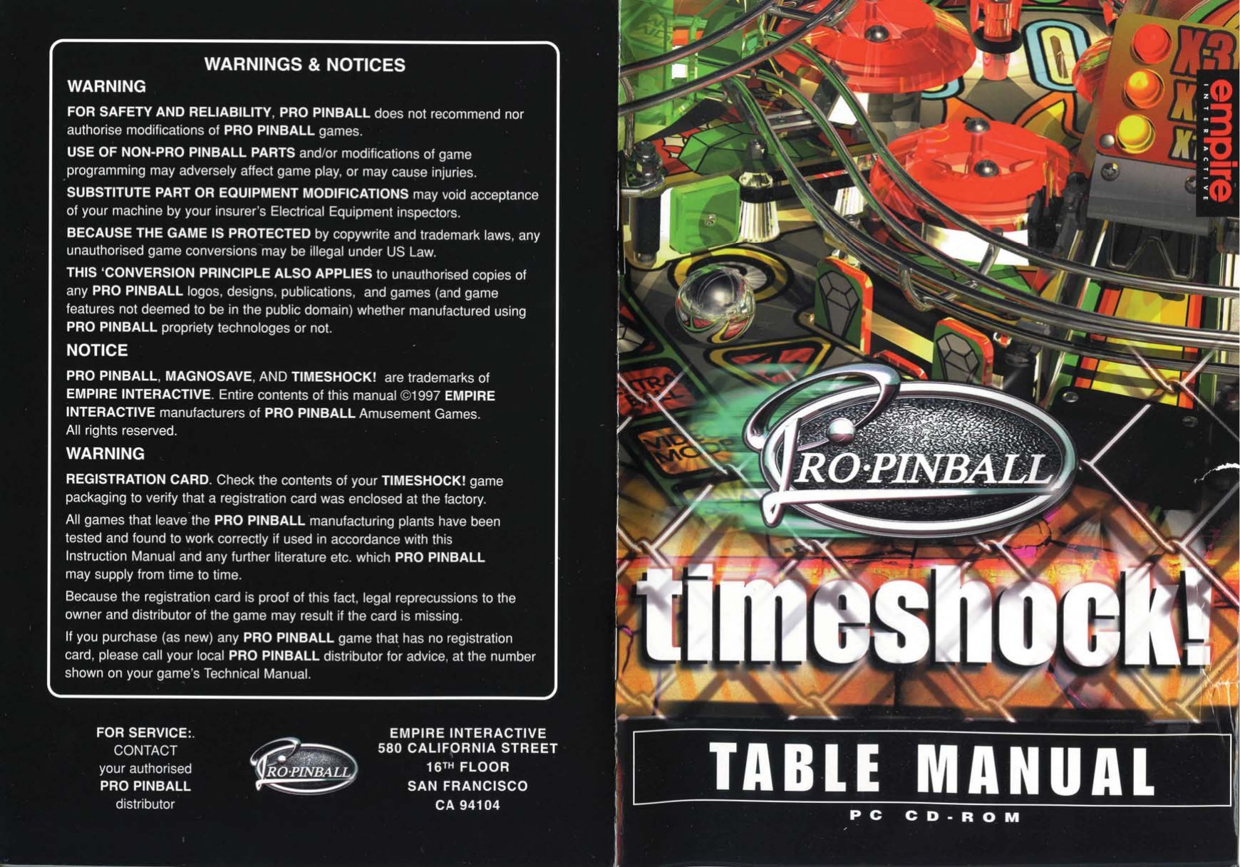 Timeshock Table Manual