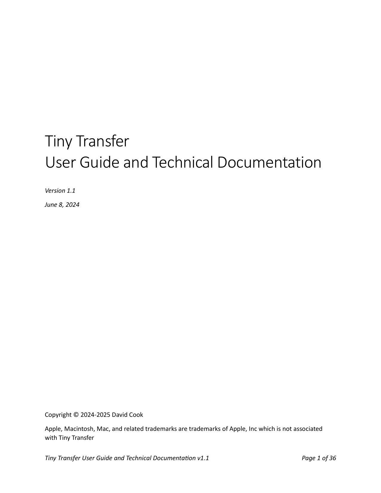 Tiny Transfer User Guide and Technical Documentation v1.1