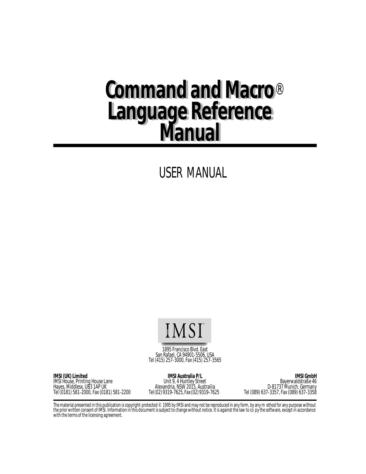TurboCAD 3 Command and Macro Language Reference Manual
