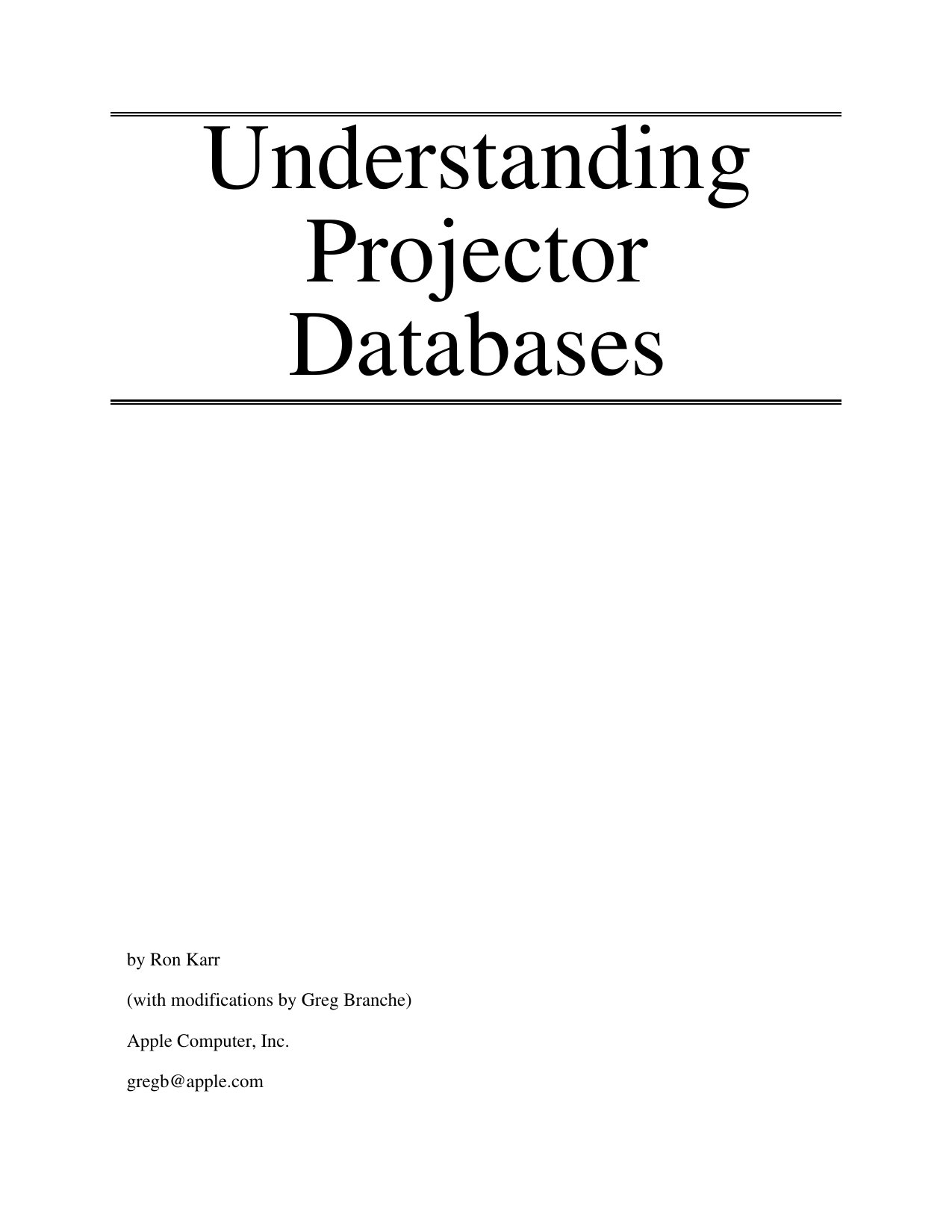 Understanding ProjectorDBs