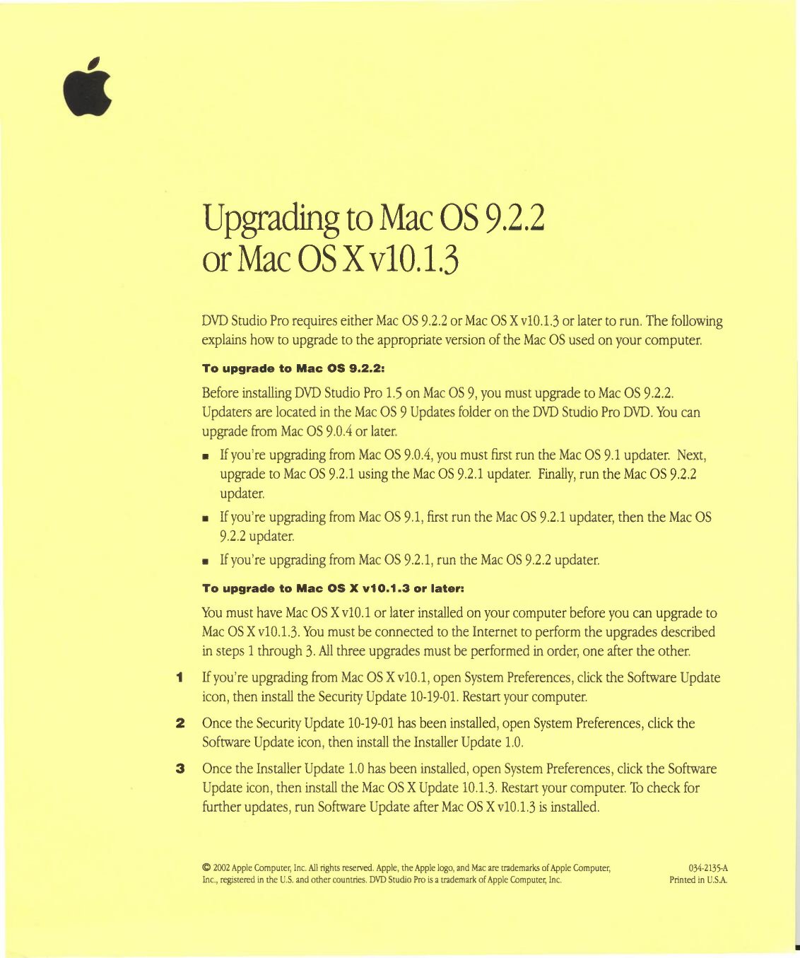 Upgrading to Mac OS 9.2.2