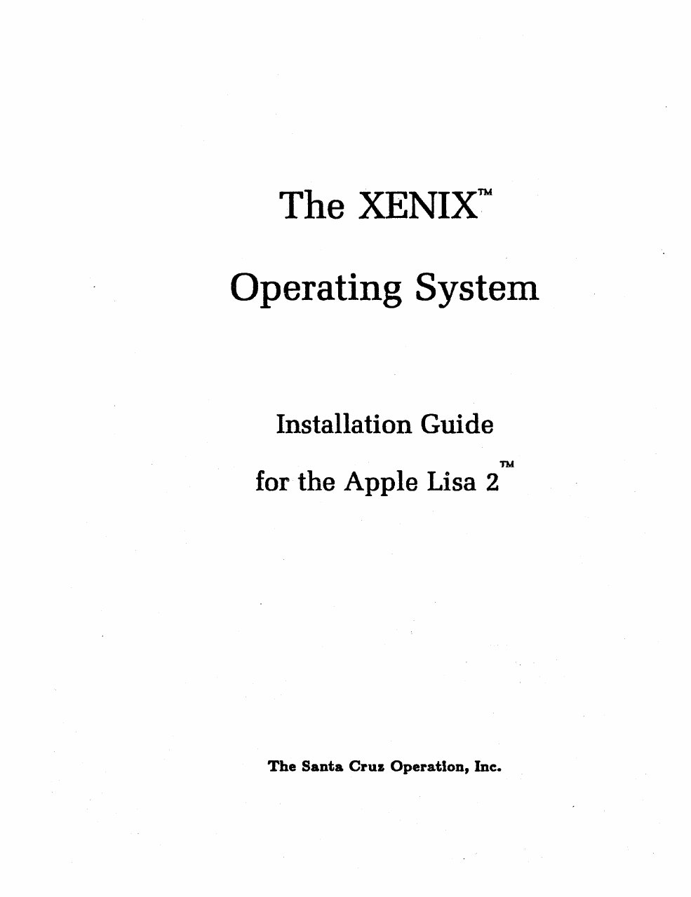 XENIX Installation Guide for the Apple Lisa 2 May84 0